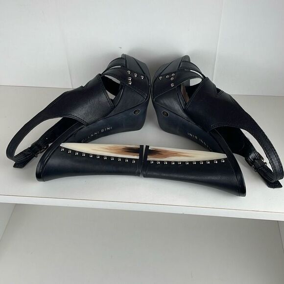 Studded Leather Slingback Platform Heels 7.5 - Picture 4 of 13